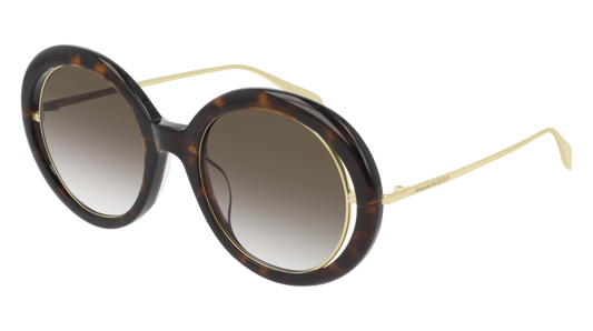 Alexander Mcqueen Sunglass Woman Havana Gold Brown