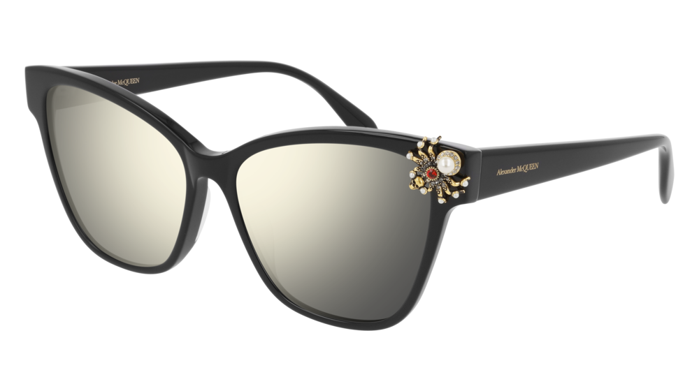 Alexander Mcqueen Sunglass Woman Black Black Gold