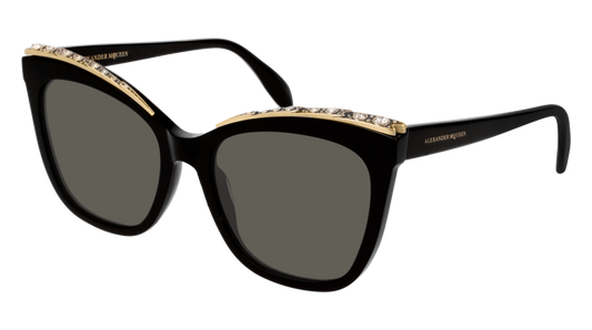 Alexander Mcqueen Sunglass Woman Black Black Grey