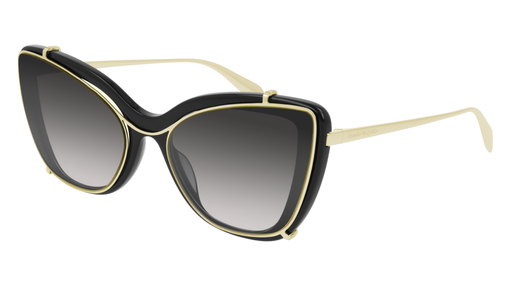 Alexander Mcqueen Sunglass Woman Black Gold Yellow