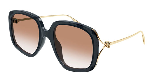 Alexander Mcqueen Sunglass Woman Grey Gold Brown