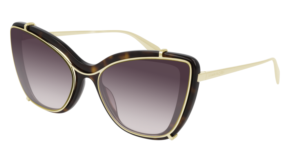 Alexander Mcqueen Sunglass Woman Havana Gold Yellow