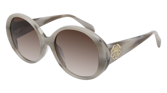 Alexander Mcqueen Sunglass Woman Ivory Ivory Brown