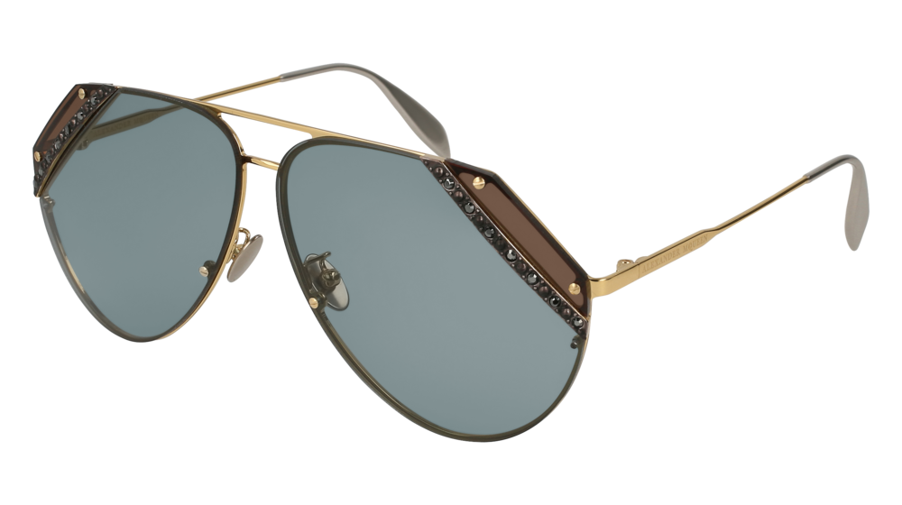 Alexander Mcqueen Sunglass Woman Gold Gold Blue