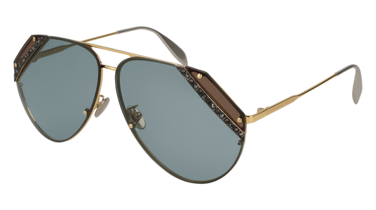 Alexander Mcqueen Sunglass Woman Gold Gold Blue