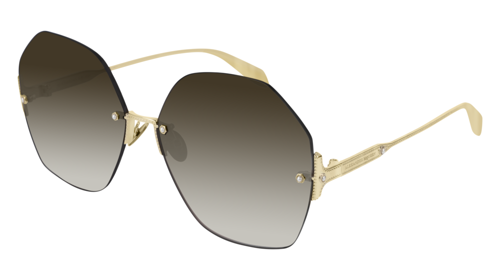 Alexander Mcqueen Sunglass Woman Gold Gold Brown