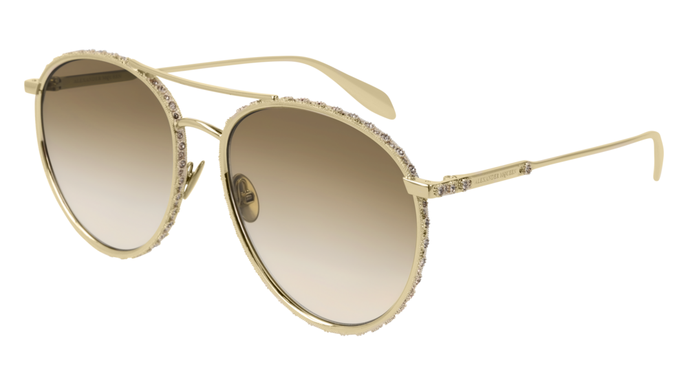 Alexander Mcqueen Sunglass Woman Gold Gold Brown