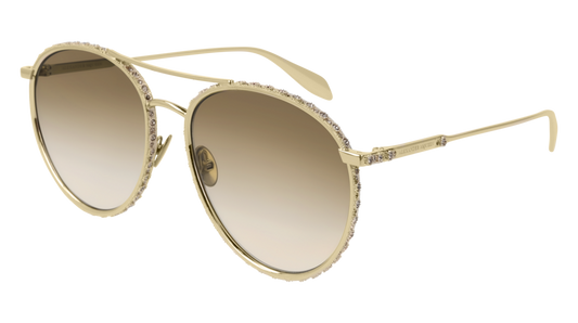 Alexander Mcqueen Sunglass Woman Gold Gold Brown