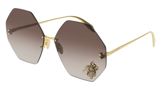 Alexander Mcqueen Sunglass Woman Gold Gold Brown