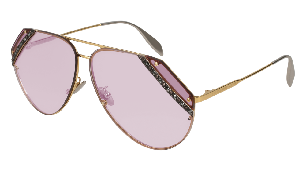 Alexander Mcqueen Sunglass Woman Gold Gold Violet