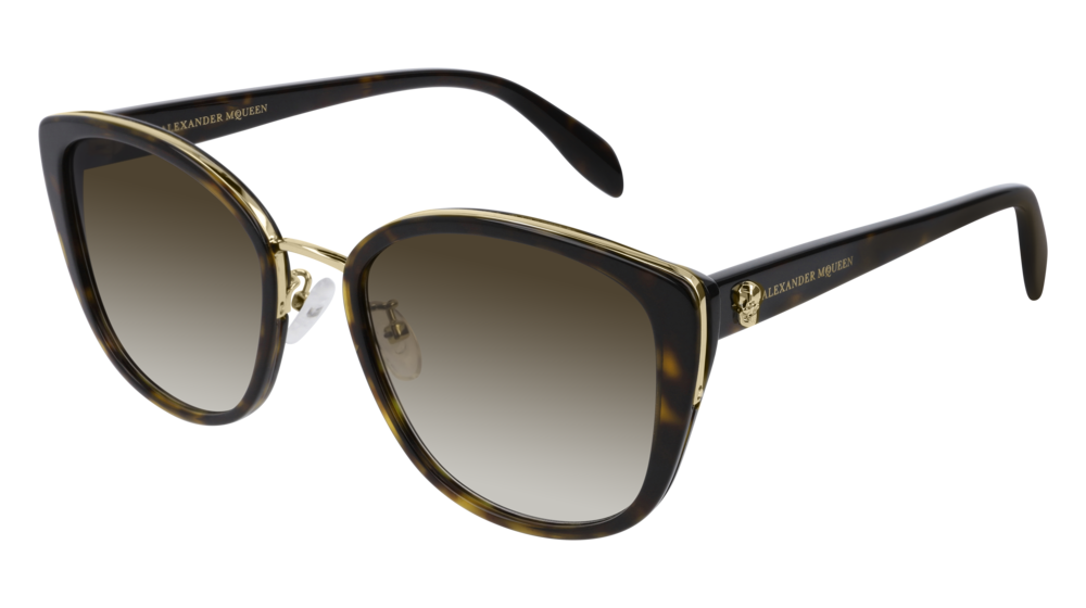 Alexander Mcqueen Sunglass Woman Gold Havana Brown