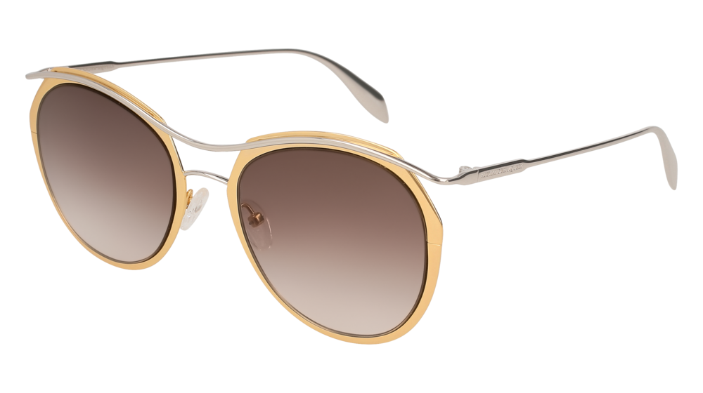 Alexander Mcqueen Sunglass Woman Gold Silver Brown