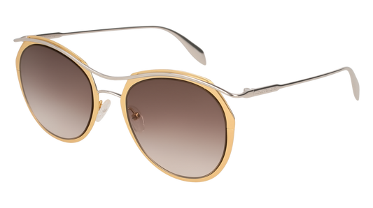 Alexander Mcqueen Sunglass Woman Gold Silver Brown