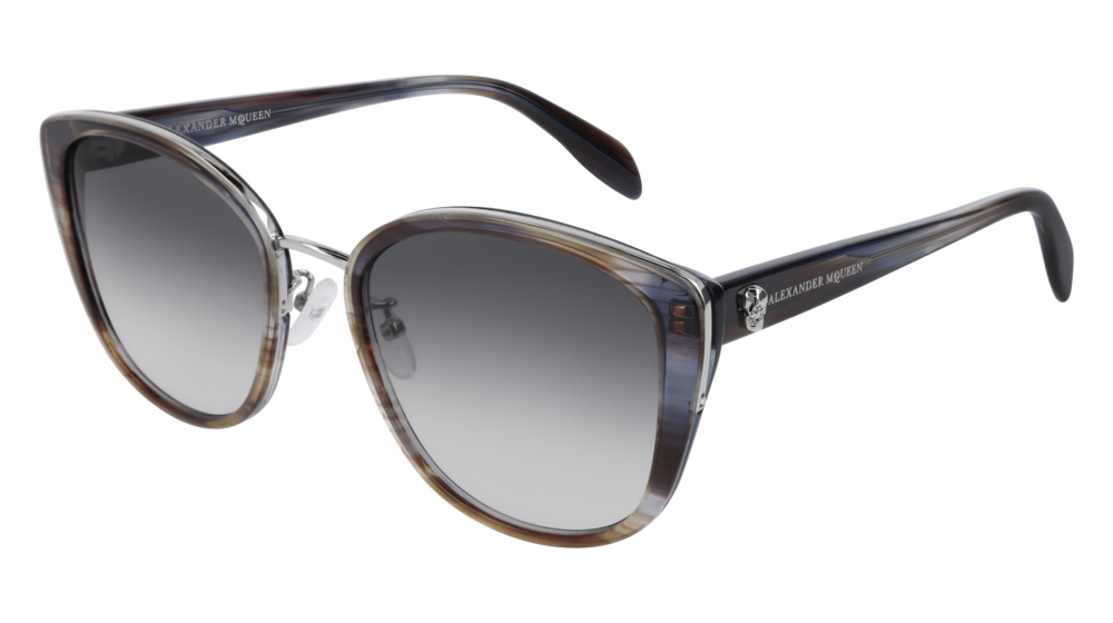 Alexander Mcqueen Sunglass Woman Silver Havana Grey