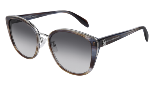 Alexander Mcqueen Sunglass Woman Silver Havana Grey