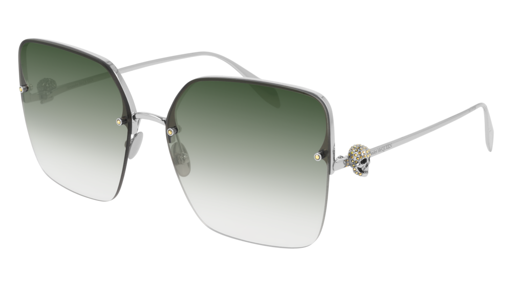 Alexander Mcqueen Sunglass Woman Silver Silver Green