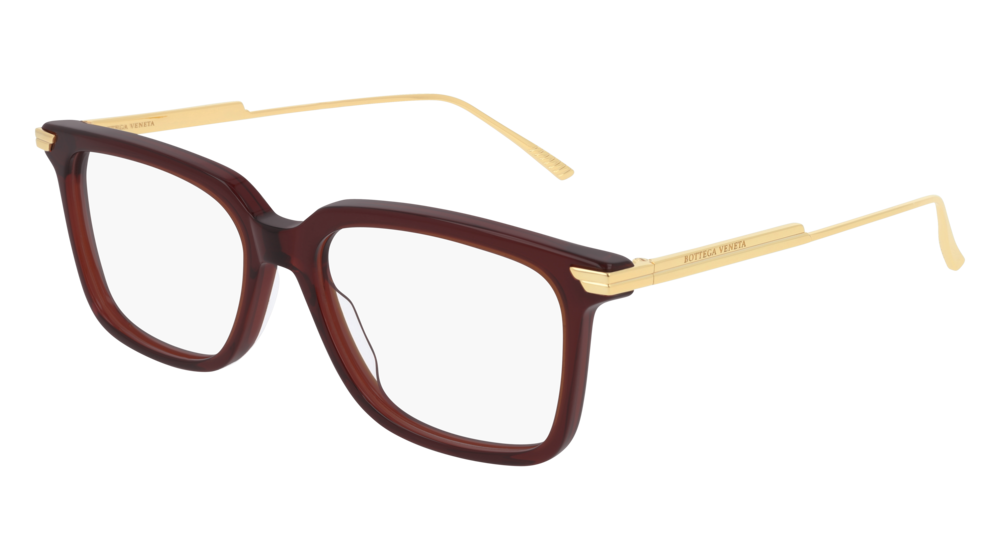 Bottega Veneta Optical Frame Unisex Burgundy Gold Transparent