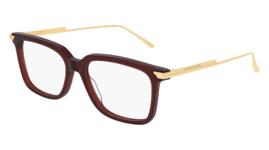 Bottega Veneta Optical Frame Unisex Burgundy Gold Transparent