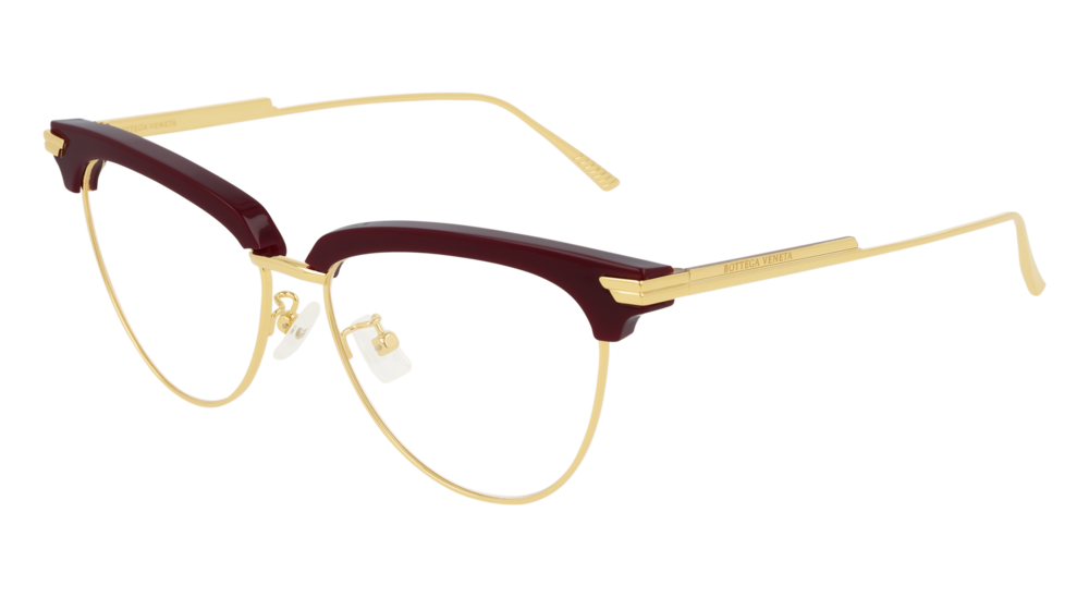 Bottega Veneta Optical Frame Woman Burgundy Gold Transparent