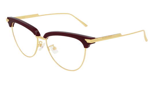 Bottega Veneta Optical Frame Woman Burgundy Gold Transparent