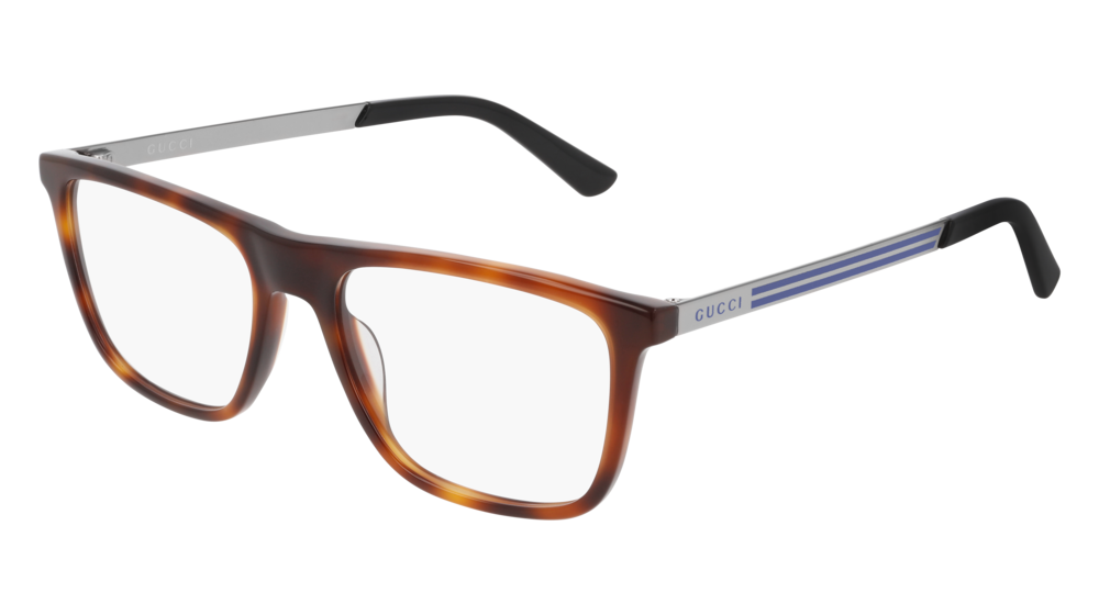 Gucci Optical Frame Man Havana Ruthenium Transparent