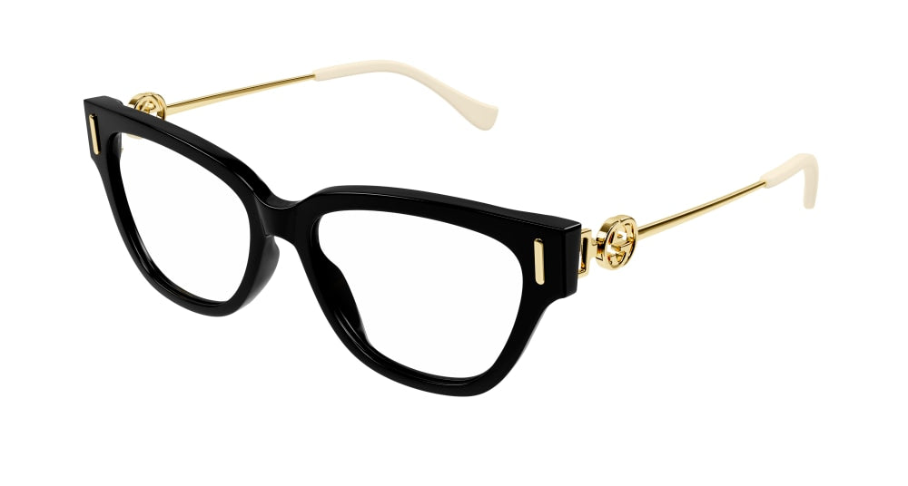 Gucci Optical Frame Woman Black Gold Transparent