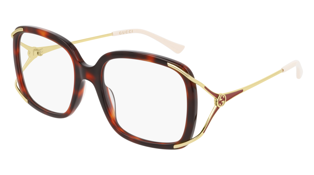 Gucci Optical Frame Woman Havana Gold Transparent