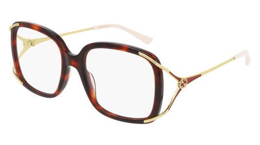 Gucci Optical Frame Woman Havana Gold Transparent