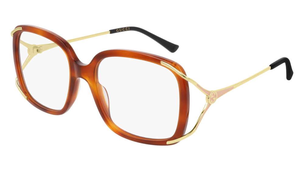 Gucci Optical Frame Woman Havana Gold Transparent