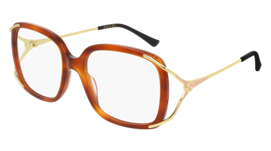 Gucci Optical Frame Woman Havana Gold Transparent