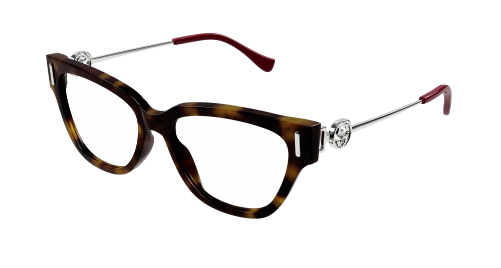 Gucci Optical Frame Woman Havana Silver Transparent