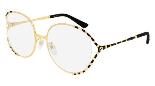 Gucci Optical Frame Woman Gold Black Transparent