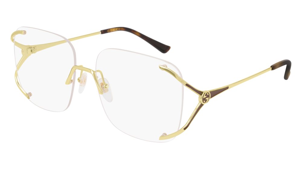 Gucci Optical Frame Woman Gold Gold Transparent