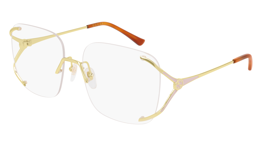 Gucci Optical Frame Woman Gold Gold Transparent