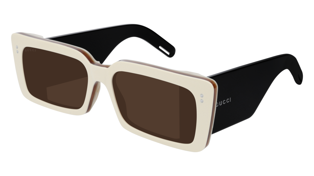 Gucci Sunglass Man Ivory Black Brown