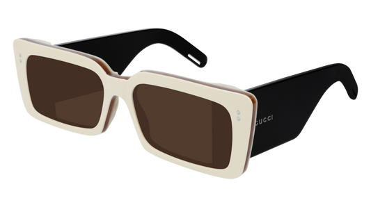 Gucci Sunglass Man Ivory Black Brown