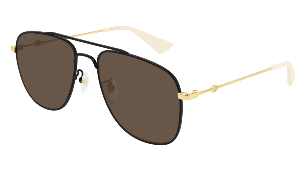 Gucci Sunglass Man Black Gold Brown