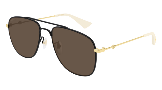 Gucci Sunglass Man Black Gold Brown