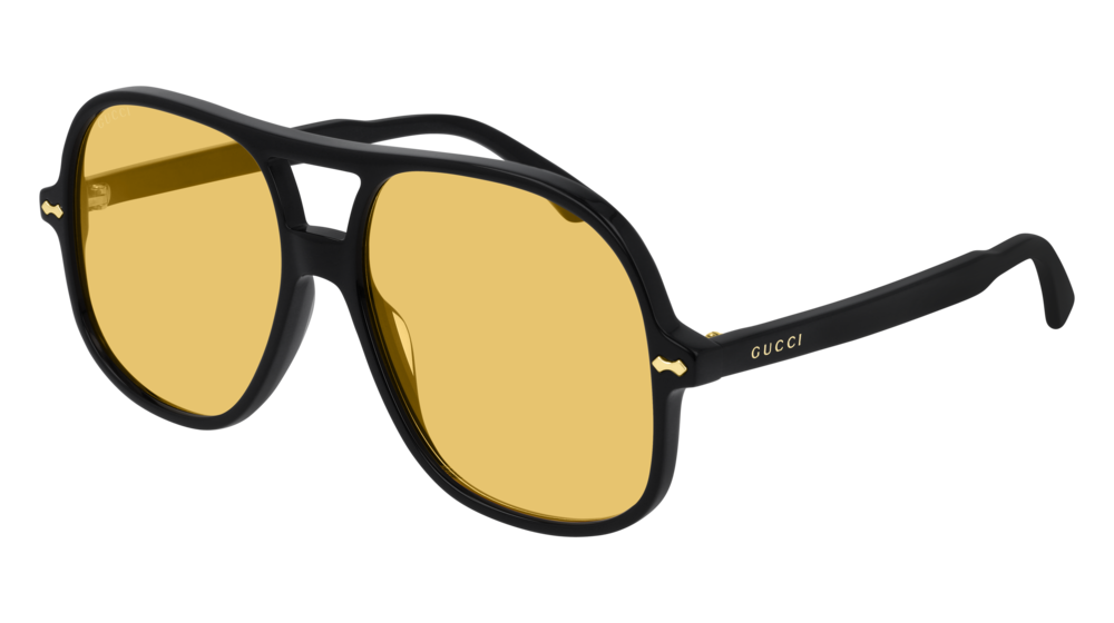 Gucci Sunglass Man Black Black Yellow