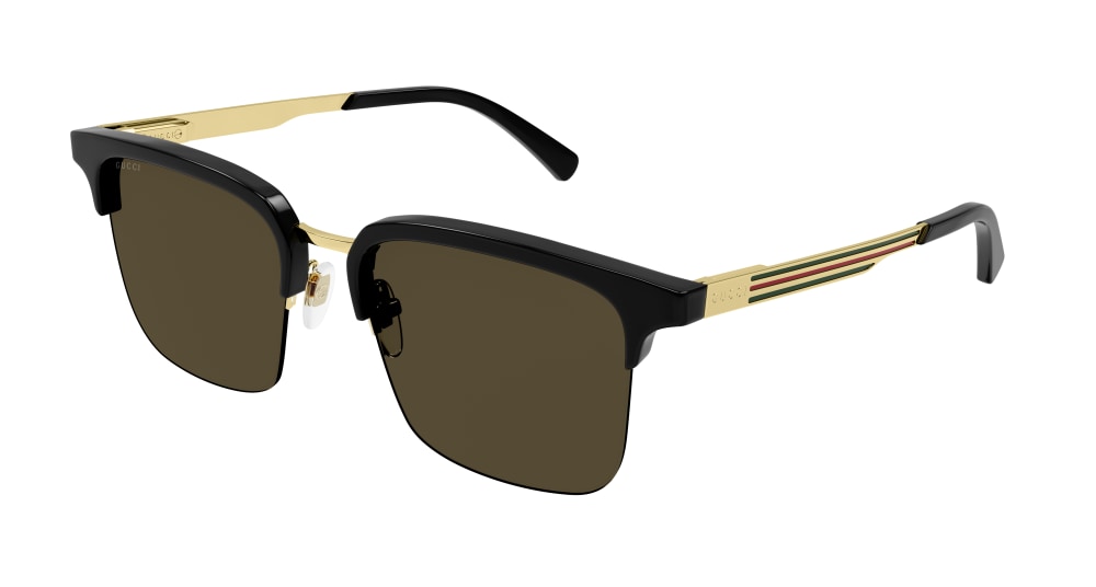 Gucci Sunglass Man Black Gold Brown