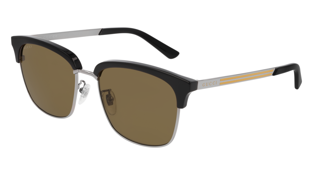 Gucci Sunglass Man Black Ruthenium Brown