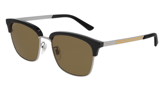 Gucci Sunglass Man Black Ruthenium Brown