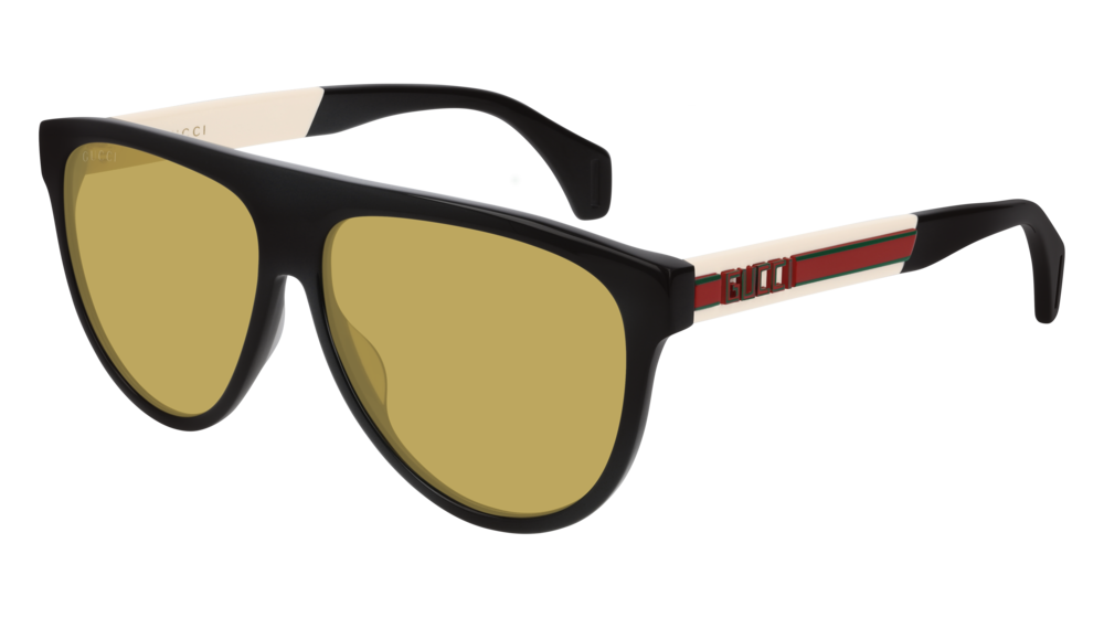 Gucci Sunglass Man Black White Yellow