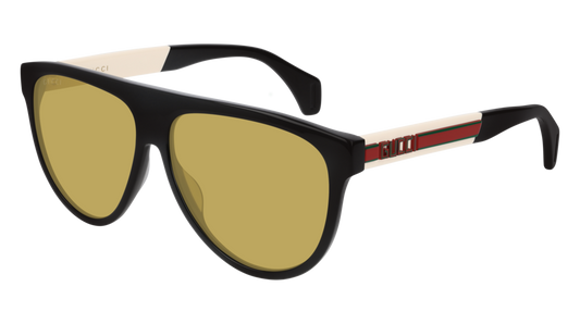 Gucci Sunglass Man Black White Yellow