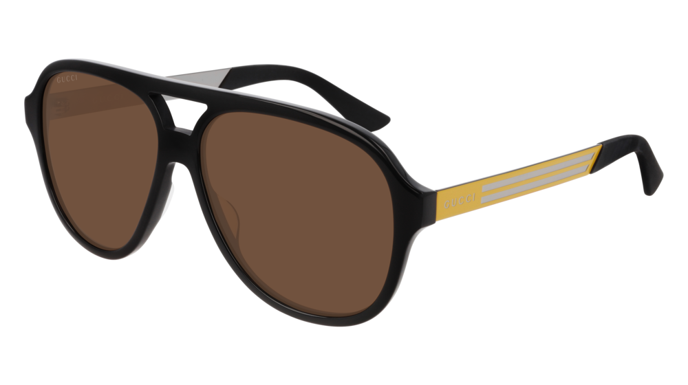 Gucci Sunglass Man Black Yellow Brown