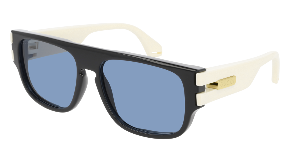 Gucci Sunglass Man Black Ivory Blue