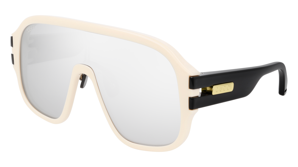 Gucci Sunglass Man Ivory Black Silver