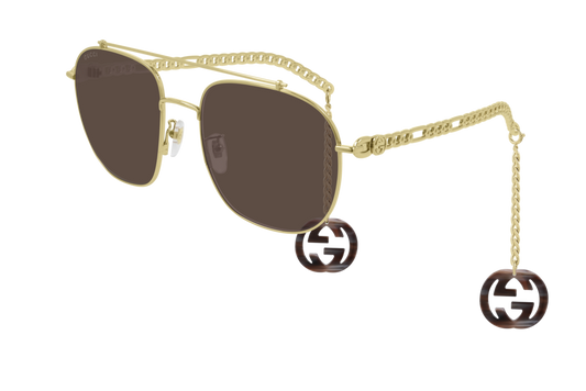 Gucci Sunglass Man Gold Gold Brown