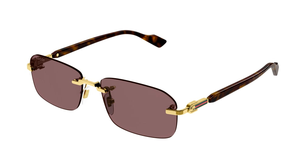 Gucci Sunglass Man Gold Havana Brown