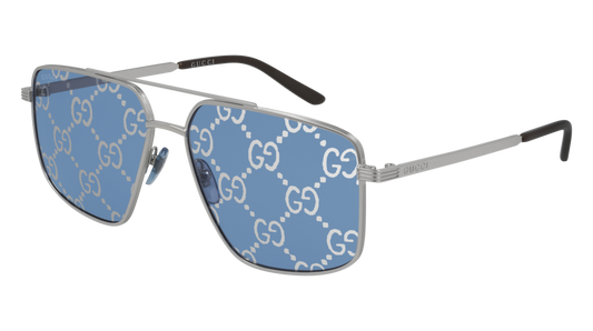 Gucci Sunglass Man Silver Silver Blue